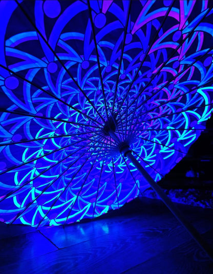 Uv reactive festival rave blacklight parasol
