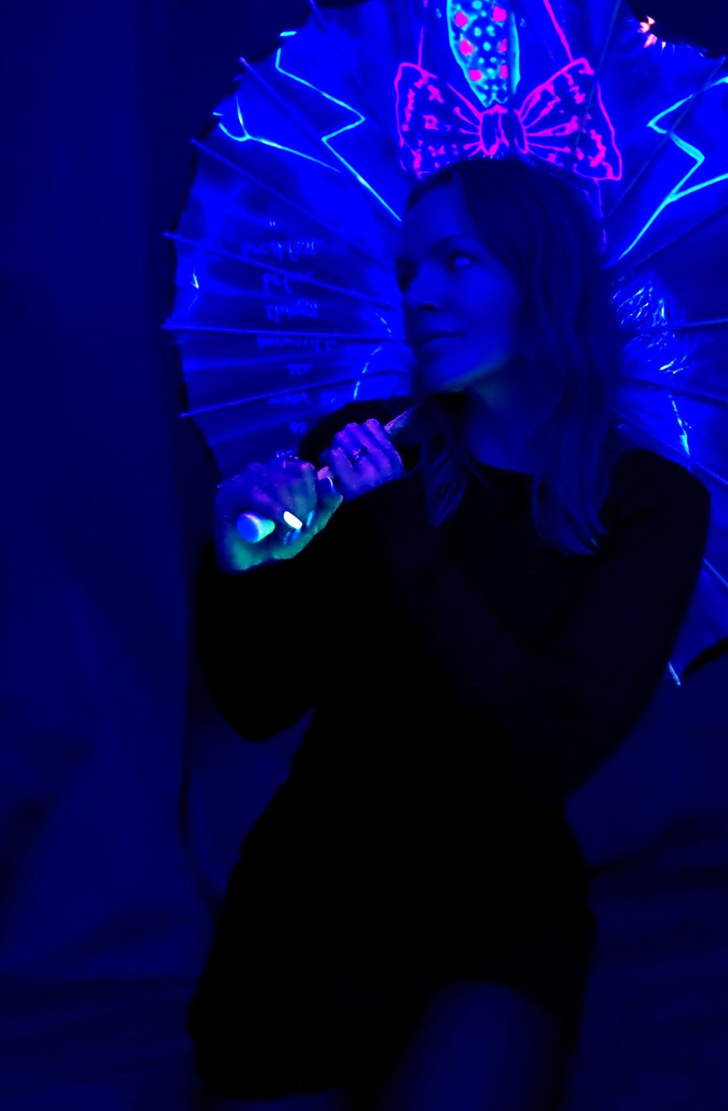 Uv reactive festival rave blacklight parasol