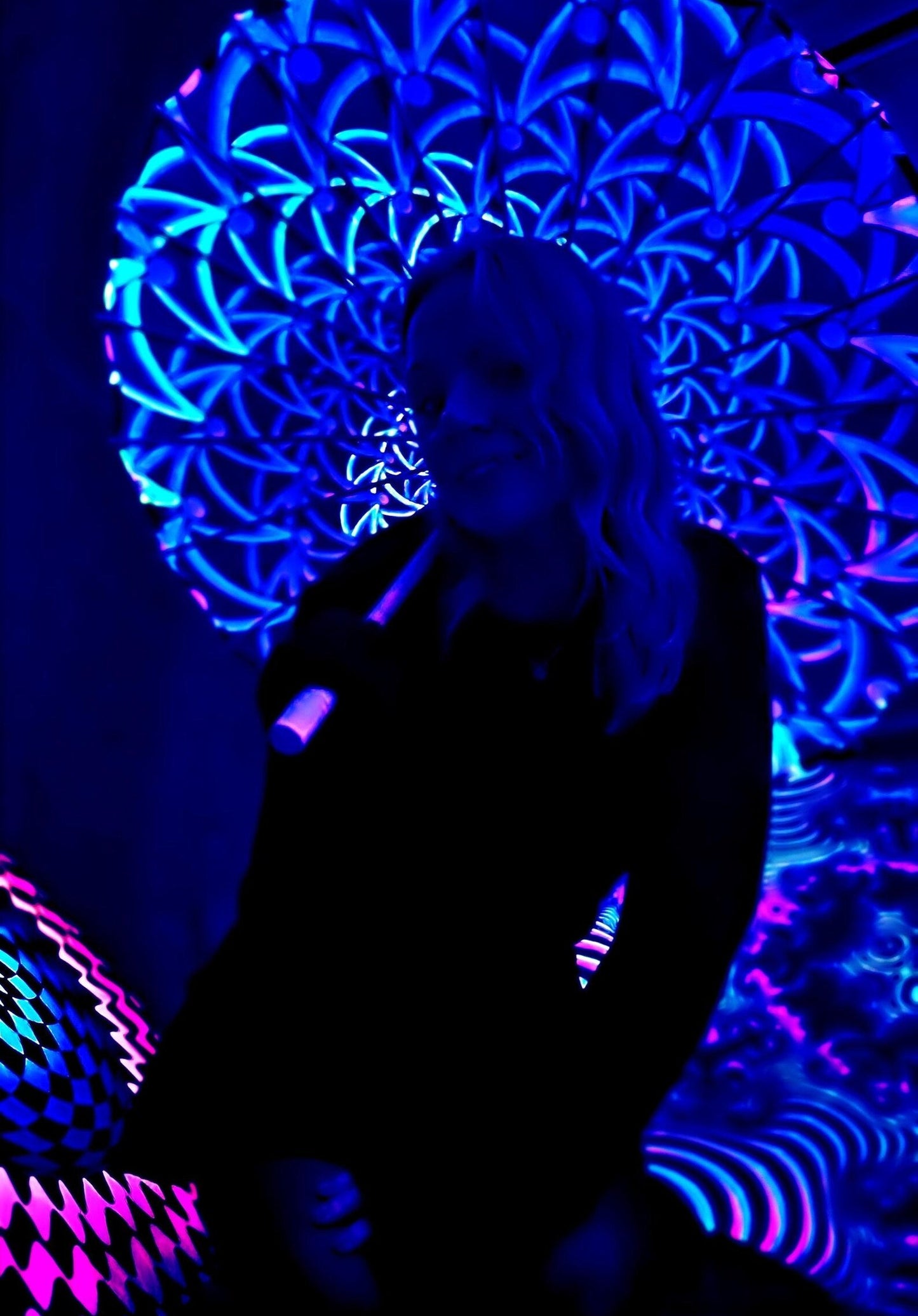 Uv reactive festival rave blacklight parasol