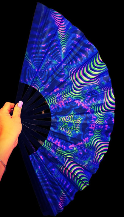 uv blacklight neon hand fan ffor festivals raves party accsessory