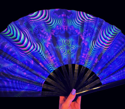 uv blacklight neon hand fan ffor festivals raves party accsessory