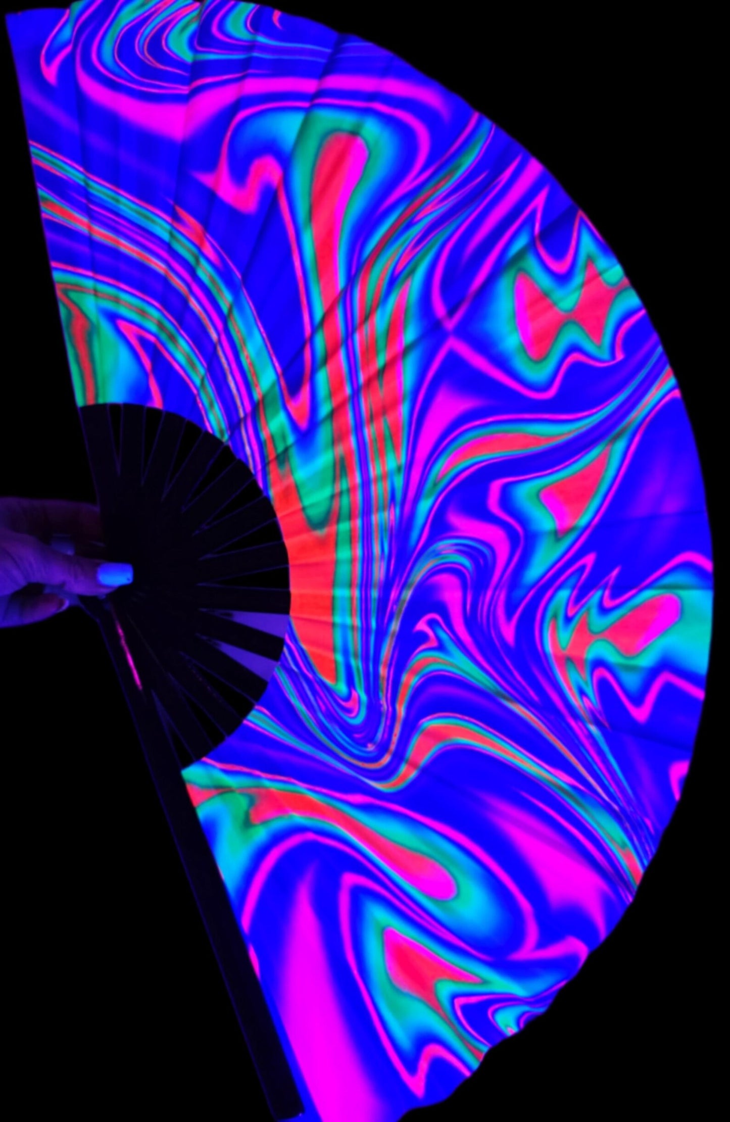 uv festival neon glow in dark snap hand fan blacklight