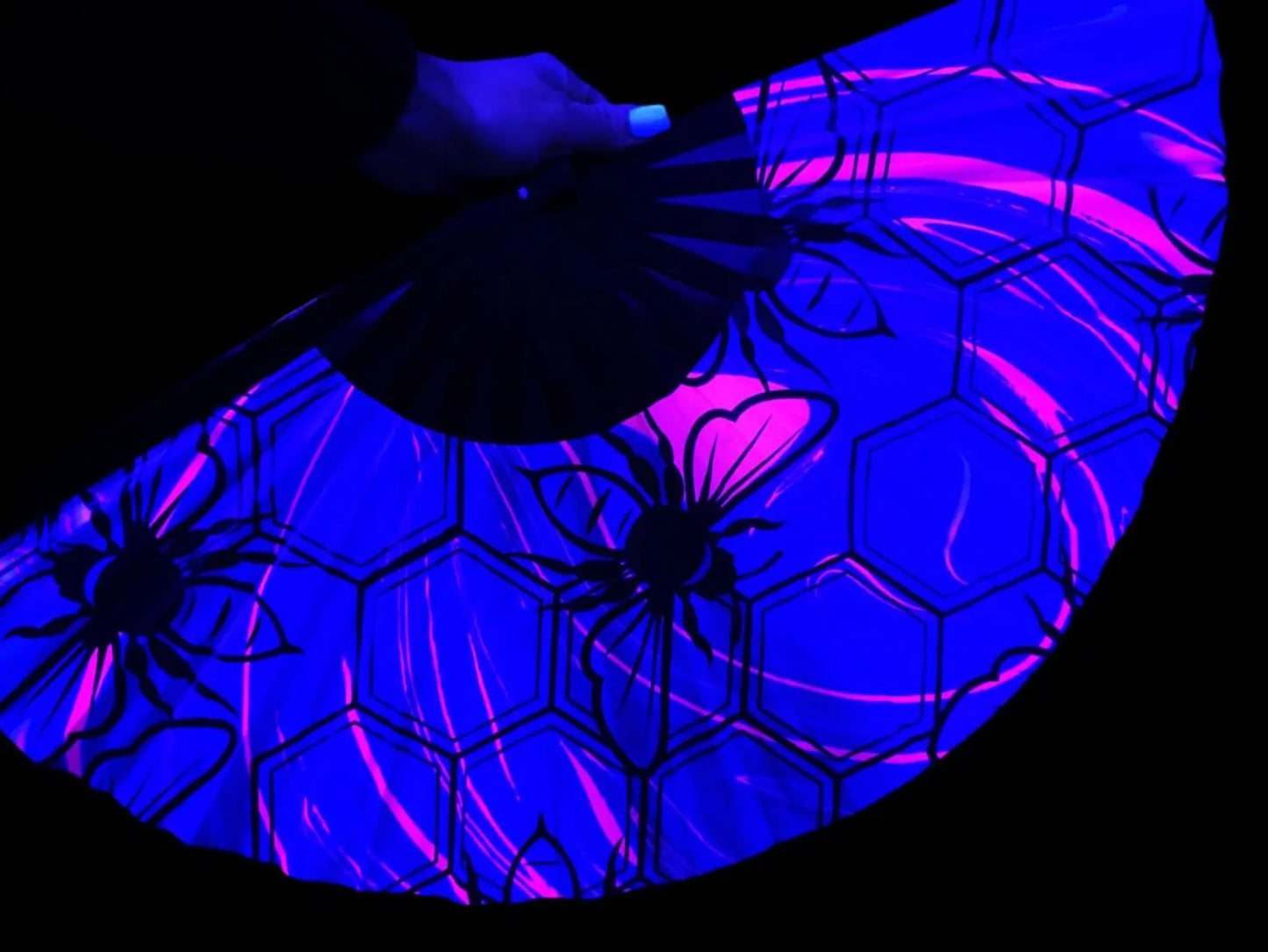 uv blacklight neon hand fan ffor festivals raves party accsessory