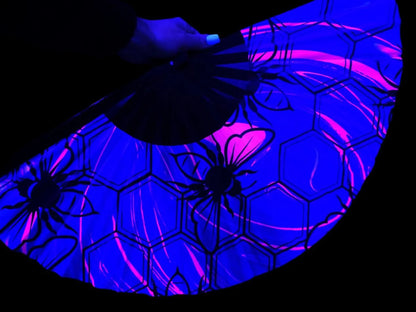 uv blacklight neon hand fan ffor festivals raves party accsessory