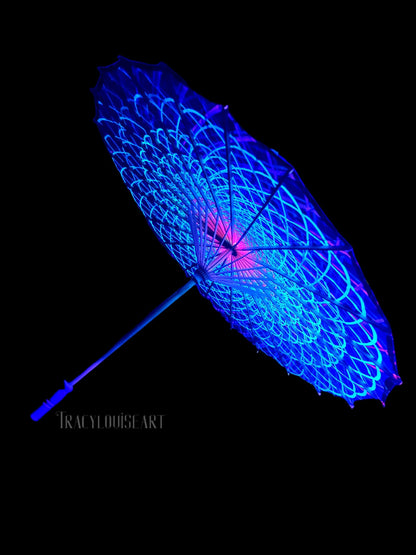 Uv reactive festival rave blacklight parasol