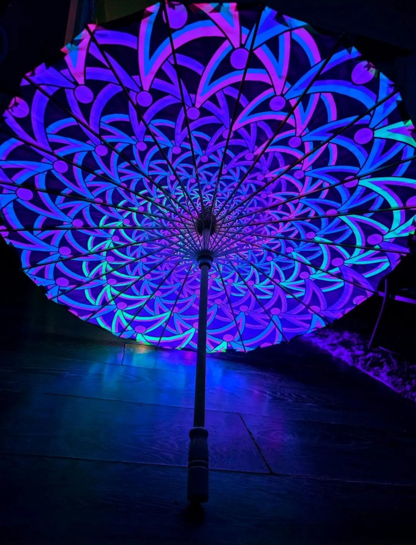 Uv reactive festival rave blacklight parasol