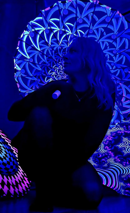 Uv reactive festival rave blacklight parasol