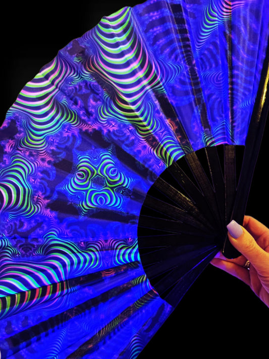 Uv reactive Bamboo Snap hand fan