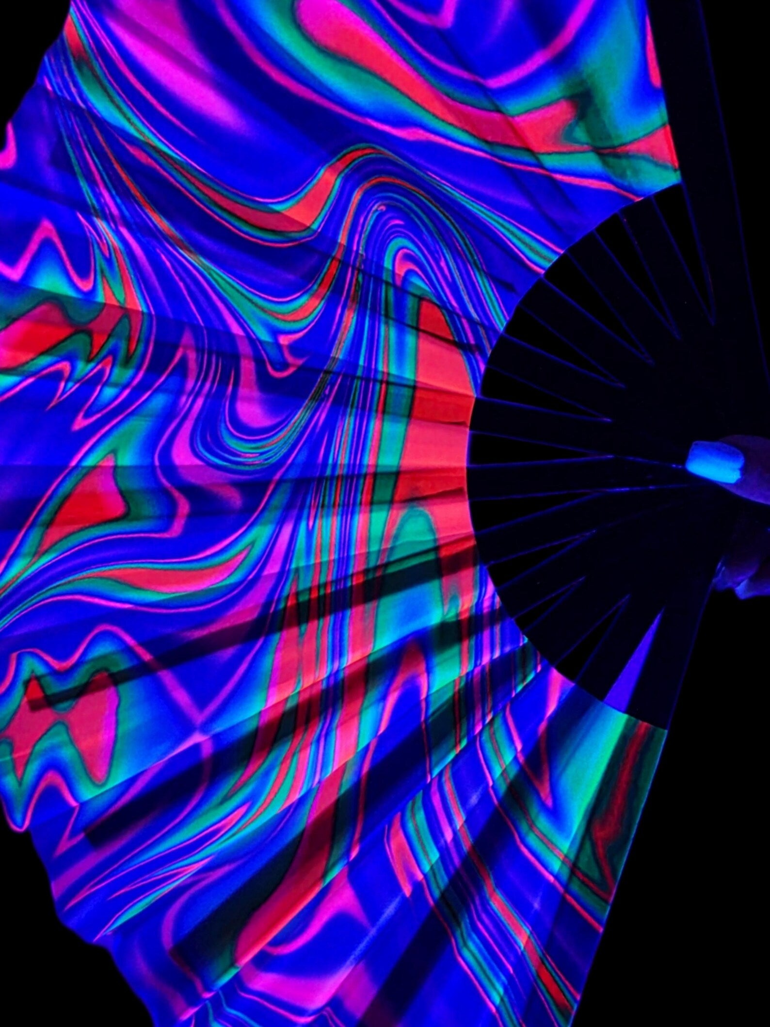 uv festival neon glow in dark snap hand fan blacklight