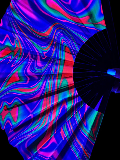 uv festival neon glow in dark snap hand fan blacklight