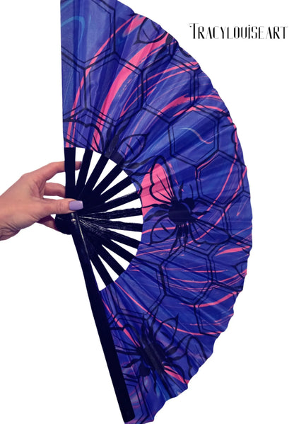 uv blacklight neon hand fan ffor festivals raves party accsessory