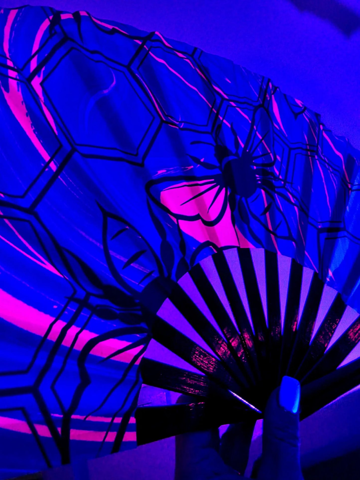 uv blacklight neon hand fan ffor festivals raves party accsessory