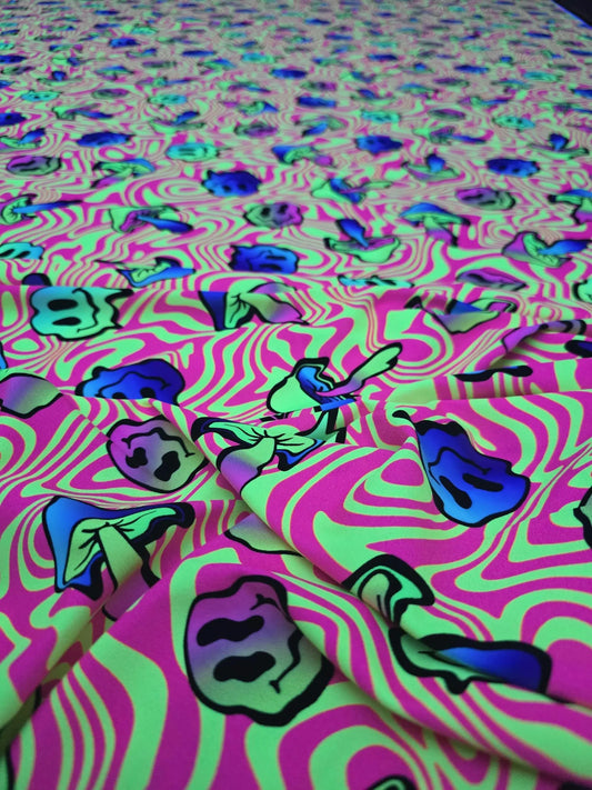 UV rave neon print fabric , neon spandex fabric,