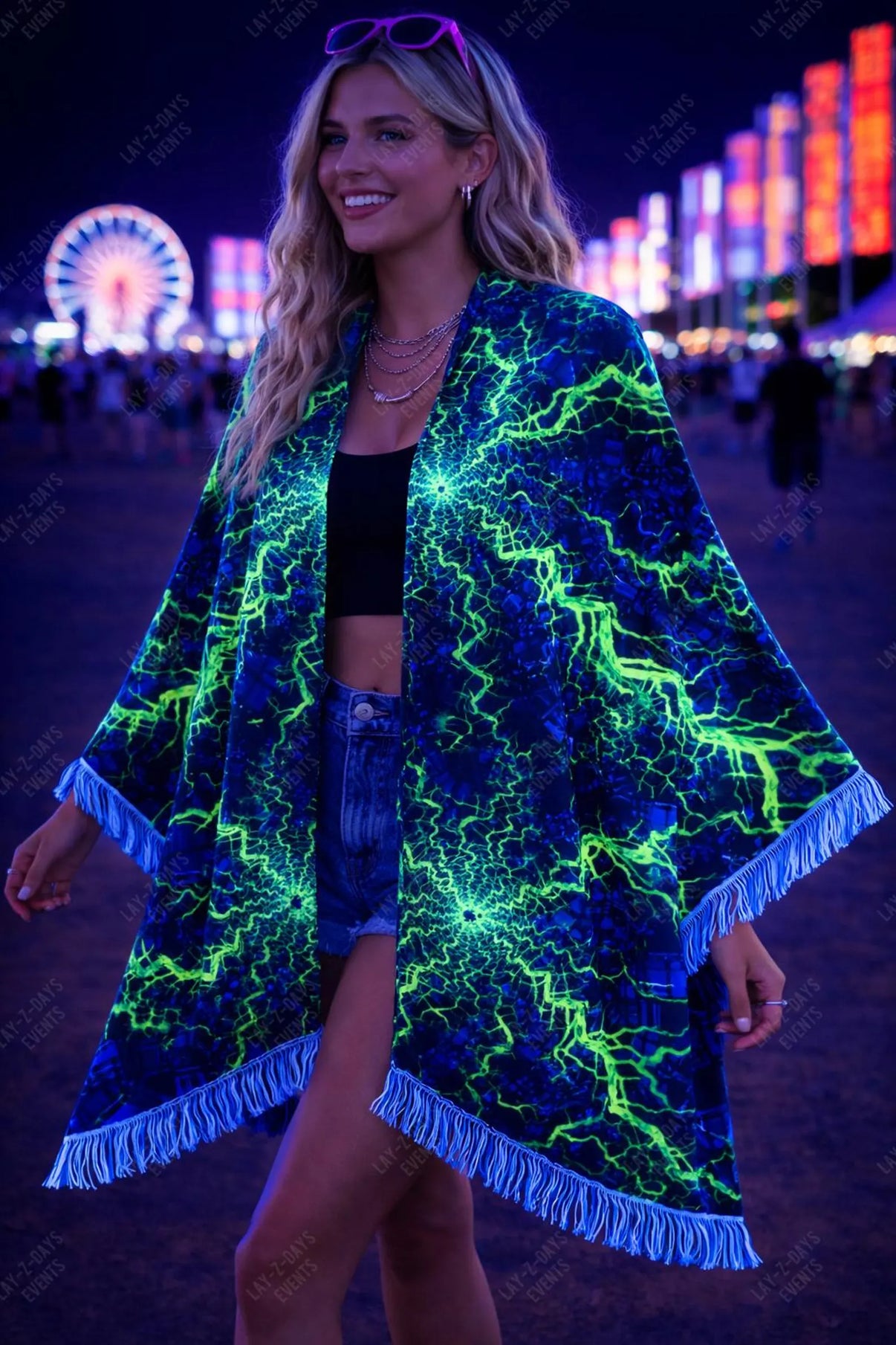 uv reactive festival pashmina scarf shawl glow in the dark