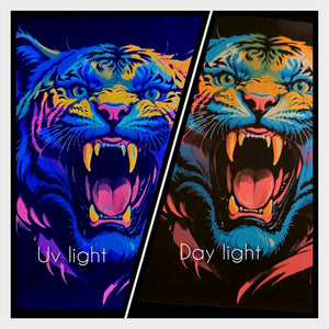 uv tiger neon print wall art poster