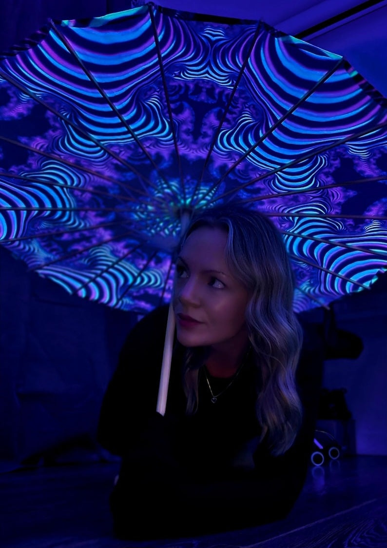 Uv reactive festival rave blacklight parasol