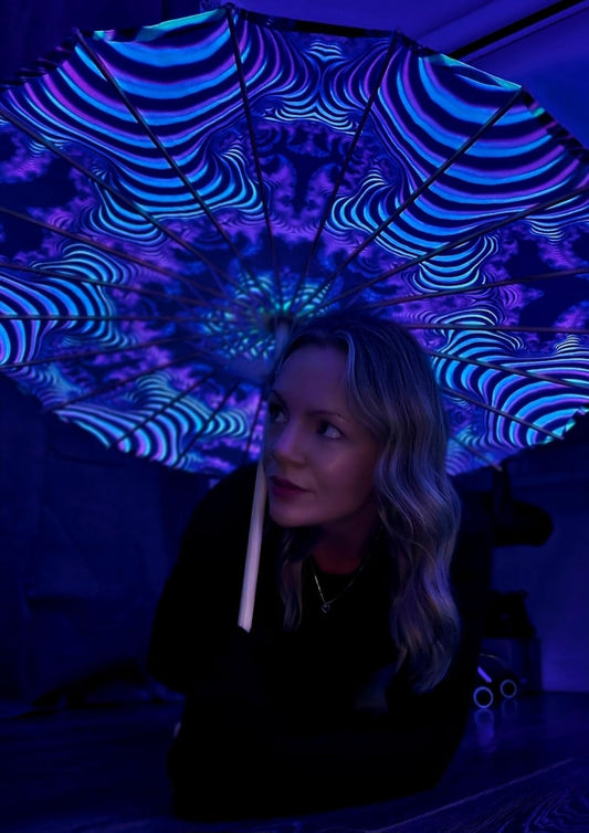 Uv reactive festival rave blacklight parasol