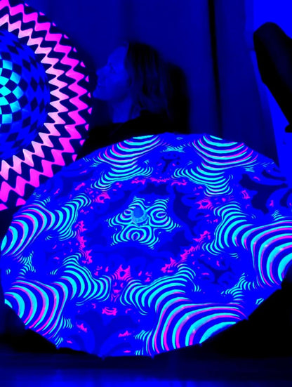 Uv reactive festival rave blacklight parasol