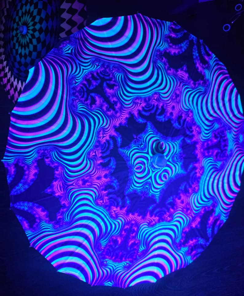 Uv reactive festival rave blacklight parasol