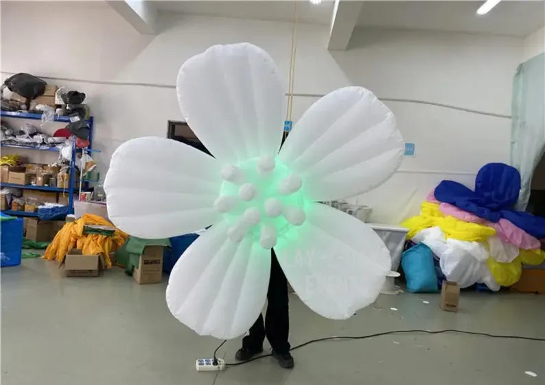 LED inflatable giant flower decoration by Lay-z-days Event's™ with built-in lights, perfect for outdoor party and event decor.