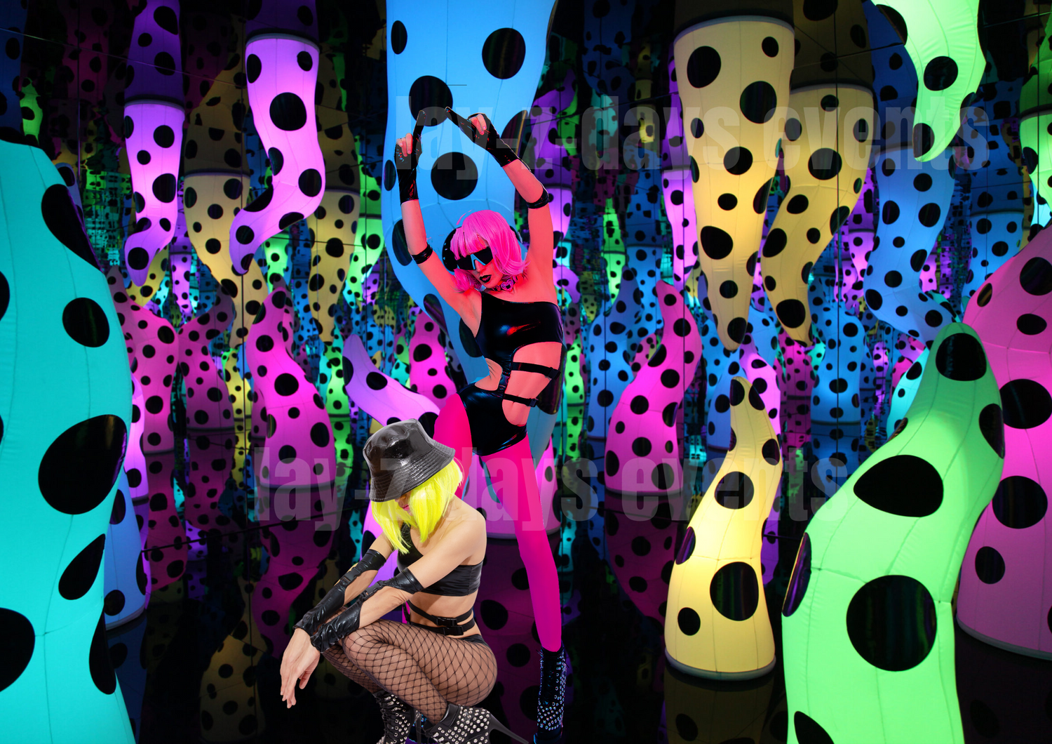 LED giant inflatable tentacle decoration by Lay-z-days Event's™ illuminated with colorful LED lights for event decor.