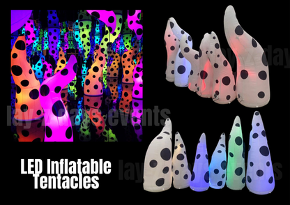inflatable event décor tentacles that light up with polka dot display for stages sensory room