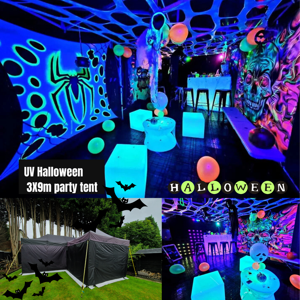 uv Halloween party tent hire 