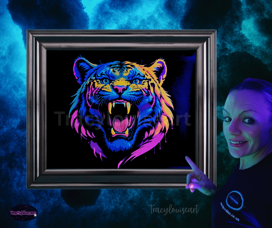 uv tiger neon print wall art poster