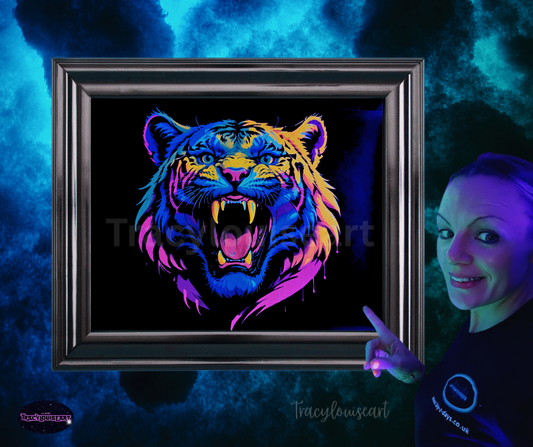 uv tiger neon print wall art poster