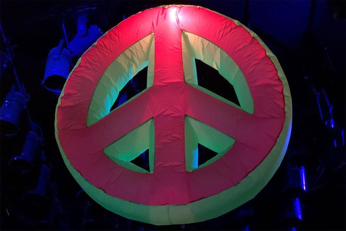 Lay-z-days Event's™ LED Peace inflatable decoration for event decor, featuring a vibrant illuminated peace symbol inflatable.