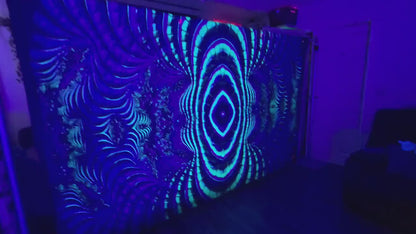 UV Reactive Fractal blacklight wall hanging tapestry