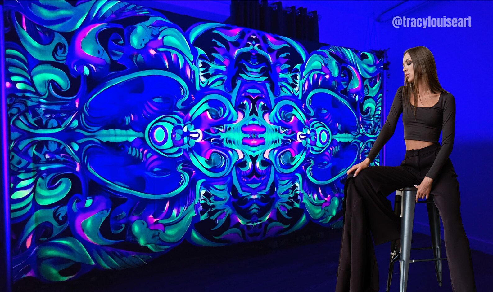 Uv psychedelic trippy neon tapestry wall hanging