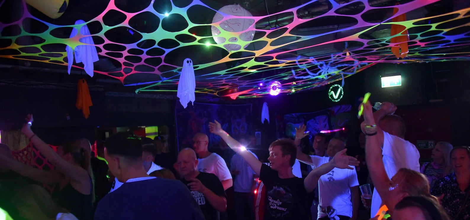 uv neon rainbow pride stretch rave decoration  tapestry ceiling event decor