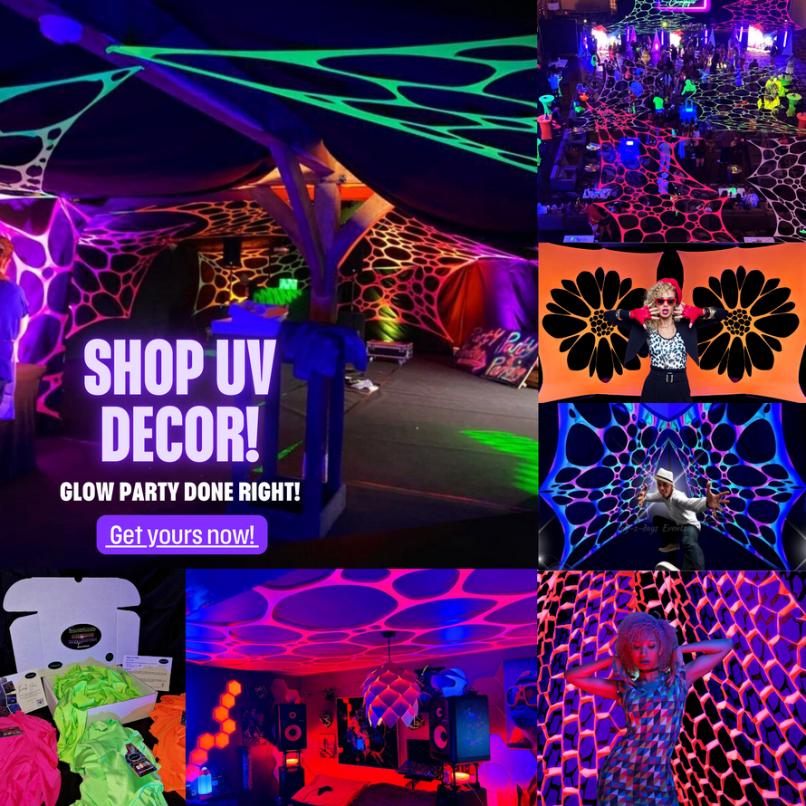 UV decor neon stretch tapestry party decorations shipped UK wide