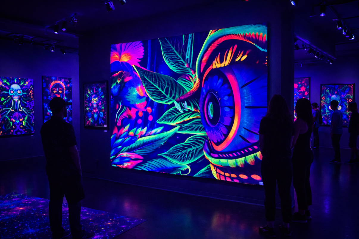 uv blacklight tapestry psychedelic all seeing eye 