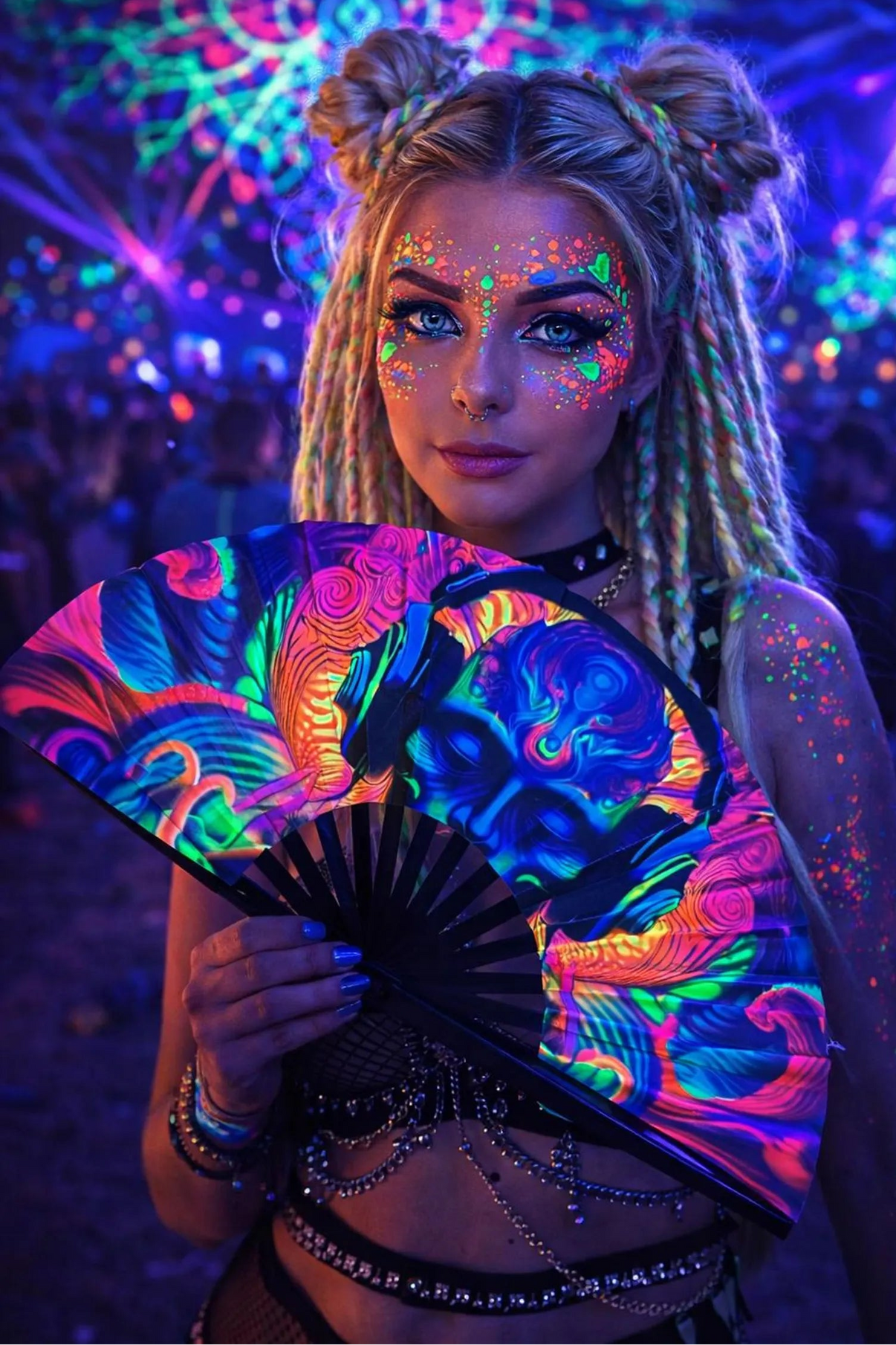uv blacklight snap hand fan