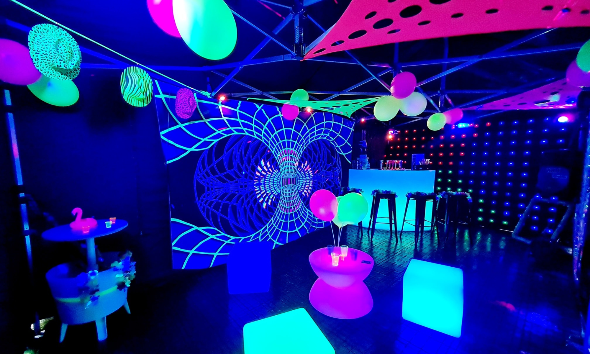UV Rave cave party tent hire Shropshire
