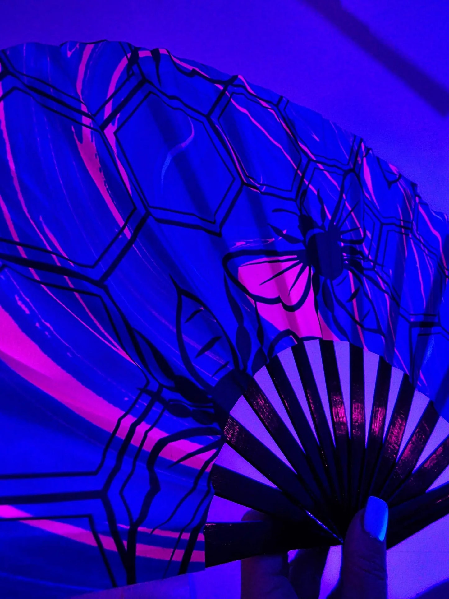 uv blacklight neon hand fan for festivals raves party accsessory