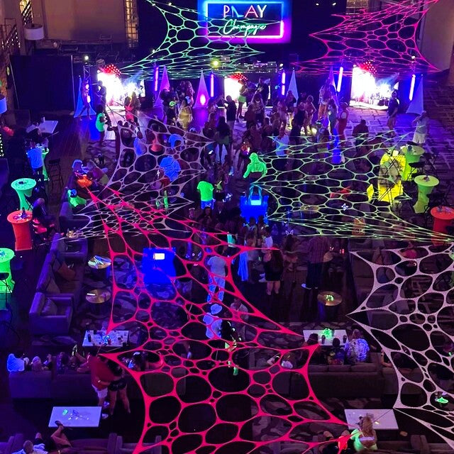 UV reactive blacklight event stretch party decor decorate walls and ceilings