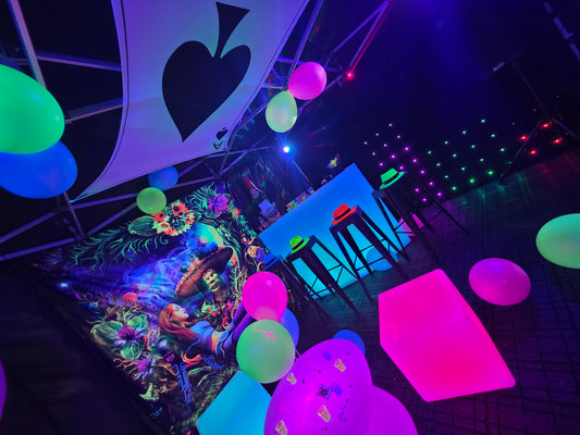 uv alice in wonderland party tent hire