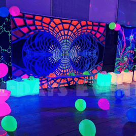 Trippy UV Rave Cave Glow in the dark party tent hire