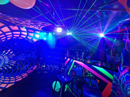 Trippy UV Rave Cave Glow in the dark party tent hire