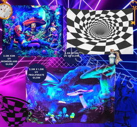 UV Alice Wonderland - Add on décor theme - £95 - Lay-z-days Event's™UV Alice Wonderland - Add on décor theme - £95