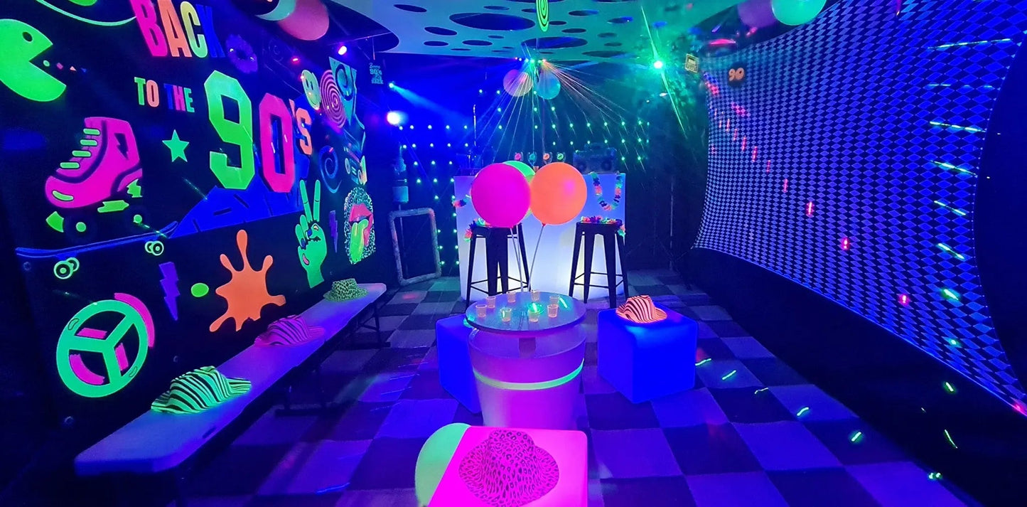 UV Back to the 90s Retro Party Tent Décor Theme Hire