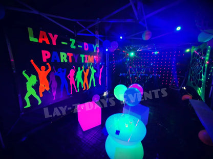UV Disco Glow party tent décor theme £65 - Lay-z-days Event's™UV Disco Glow party tent décor theme £65