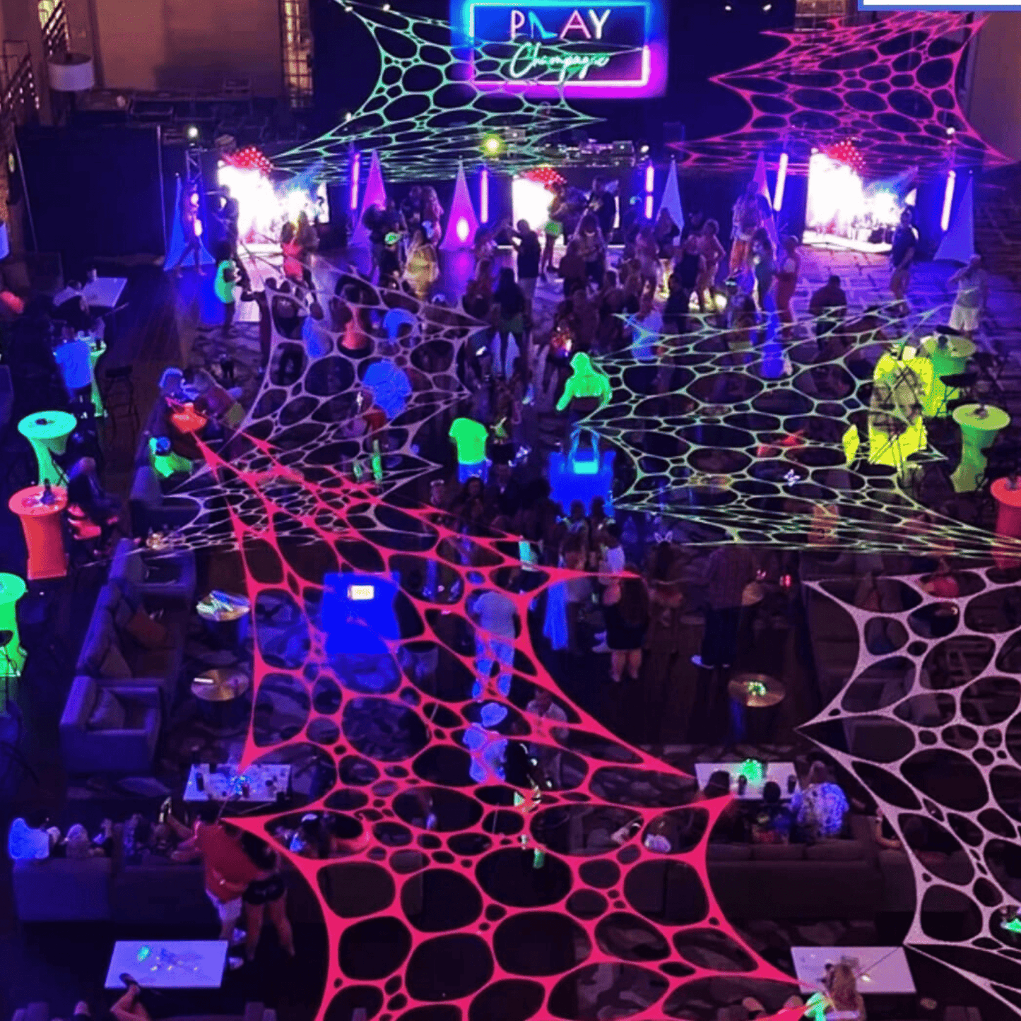 UV Neon Stretch Glow webbing decoration x3 pk - Lay-z-days Event's™UV Neon Stretch Glow webbing decoration x3 pk