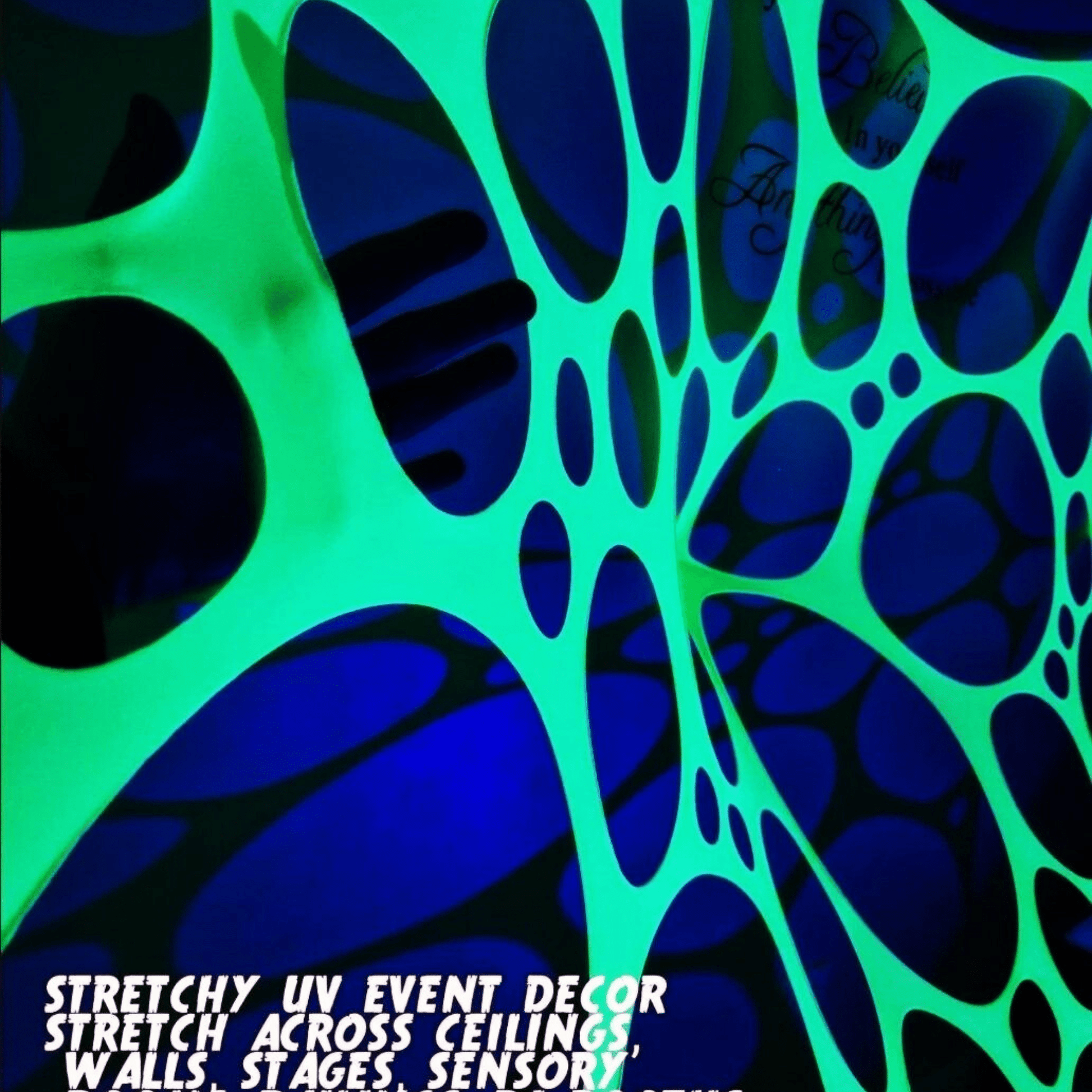 Uv decor stretch neon event decoration tapestry webbing for ceilings & walls