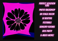 UV Pink Flower event Décor, Black light tapestry, uv backdrop, uv ceiling canopy