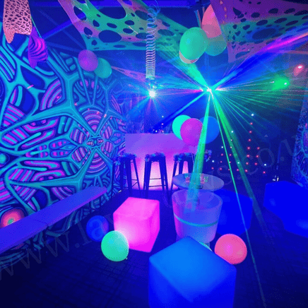 UV Psychedelic Glow in the dark Party tent decor theme In Telford Shropshire. 