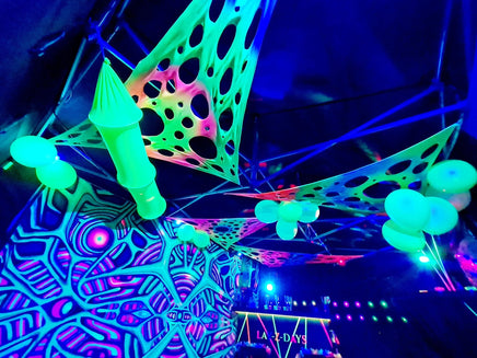 UV Psychedelic Glow in the dark Party tent decor theme In Telford Shropshire.